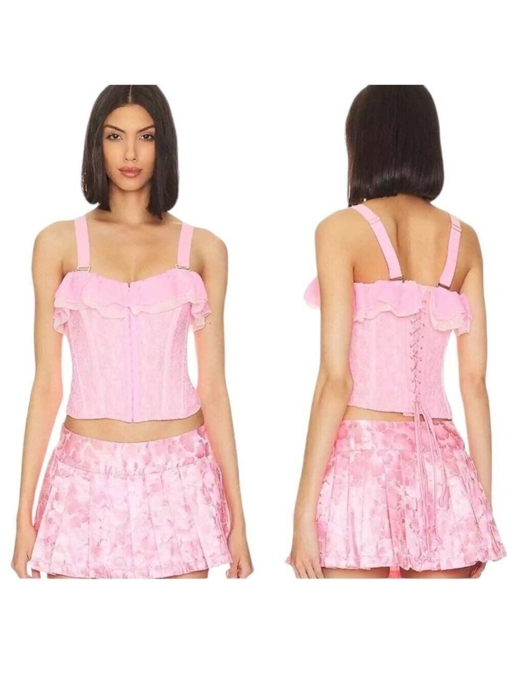 WE ARE HAH Seams Like Princess Corset M Rose Quartz Pink Lace Up Sexy- S & M - Picture 7 of 13